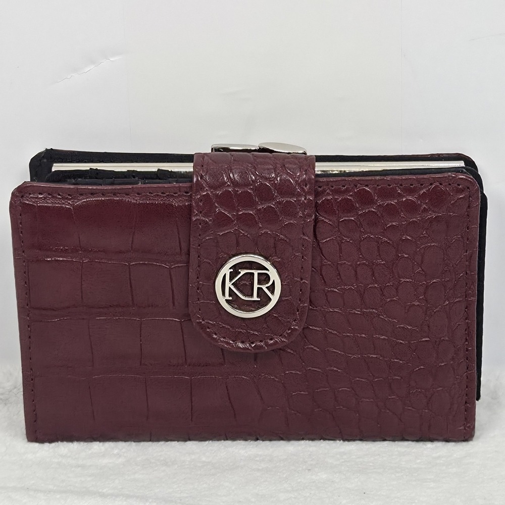 Kim Roger's Burgundy Croc Embossed Snap Close Wallet Bifold Organizer - Picture 9 of 11